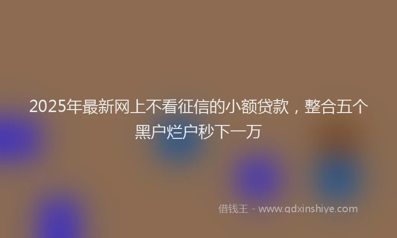 2025年最新网上不看征信的小额贷款，整合五个黑户烂户秒下一万