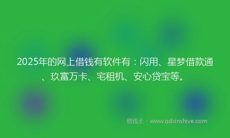 2025年的网上借钱有软件有：闪用、星梦借款通、玖富万卡、宅租机、安心贷宝等。