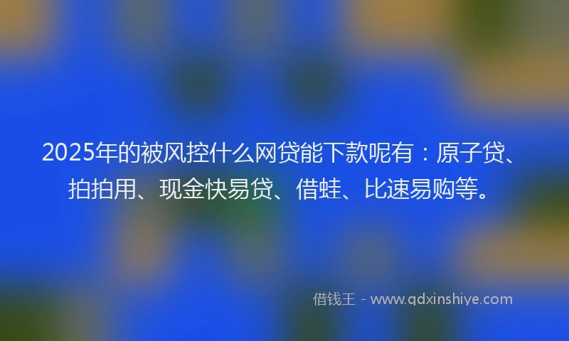 2025年的被风控什么网贷能下款呢有：原子贷、拍拍用、现金快易贷、借蛙、比速易购等。