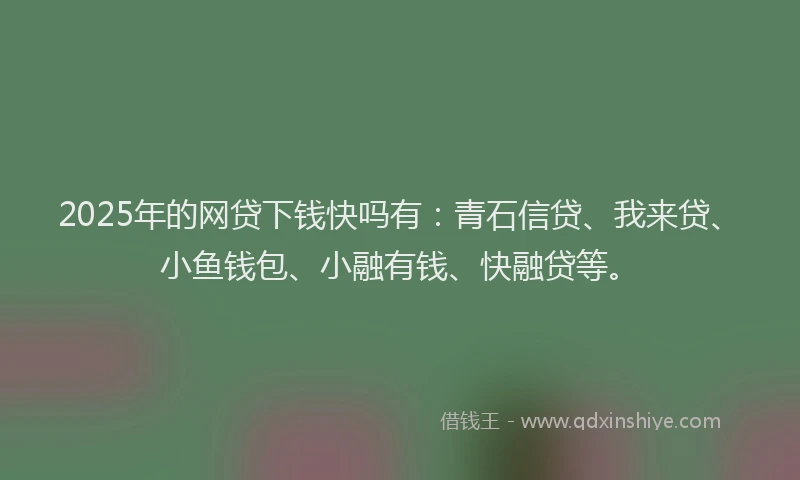 2025年的网贷下钱快吗有：青石信贷、我来贷、小鱼钱包、小融有钱、快融贷等。