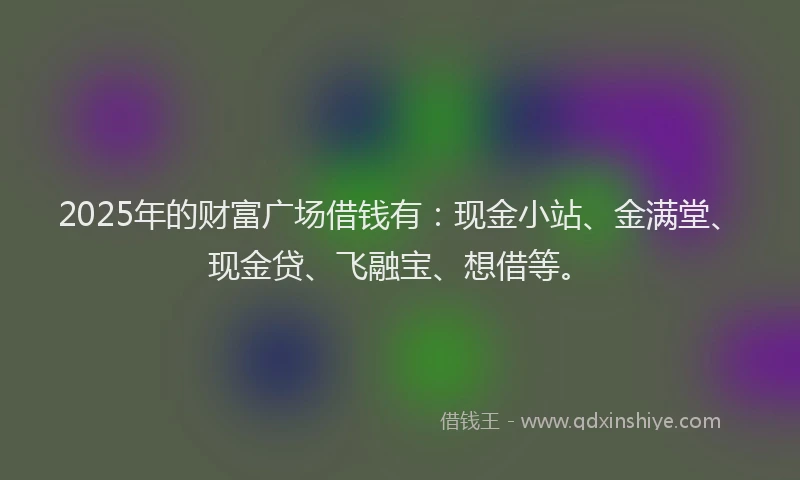 2025年的财富广场借钱有：现金小站、金满堂、现金贷、飞融宝、想借等。