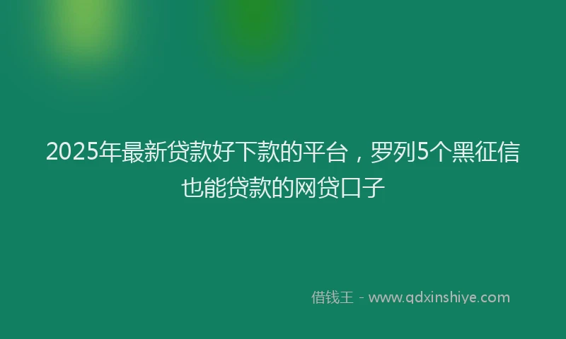 2025年最新贷款好下款的平台，罗列5个黑征信也能贷款的网贷口子