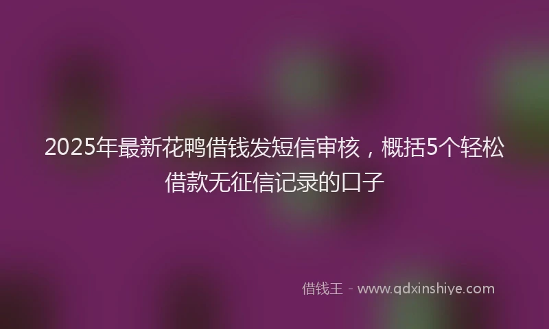 2025年最新花鸭借钱发短信审核，概括5个轻松借款无征信记录的口子