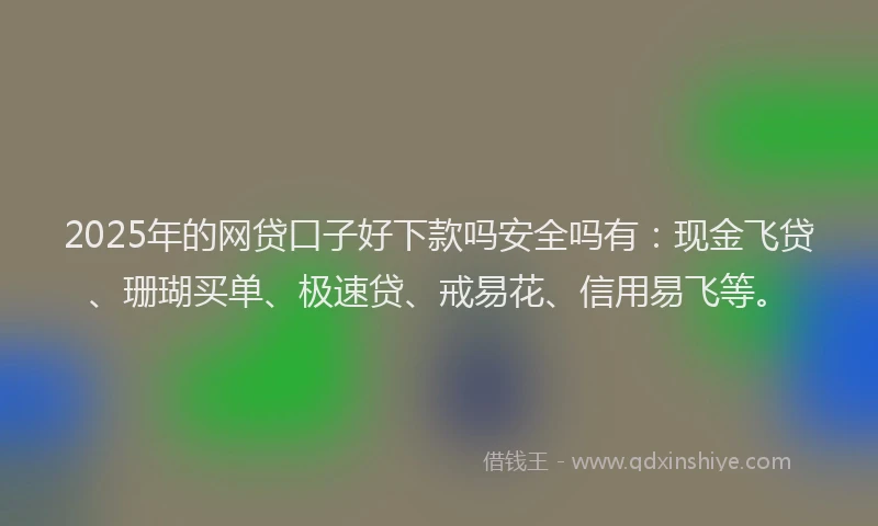 2025年的网贷口子好下款吗安全吗有：现金飞贷、珊瑚买单、极速贷、戒易花、信用易飞等。