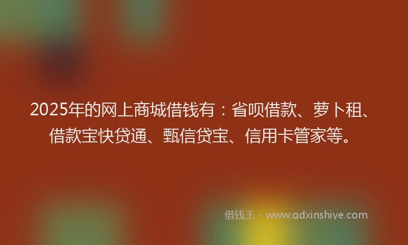 2025年的网上商城借钱有：省呗借款、萝卜租、借款宝快贷通、甄信贷宝、信用卡管家等。