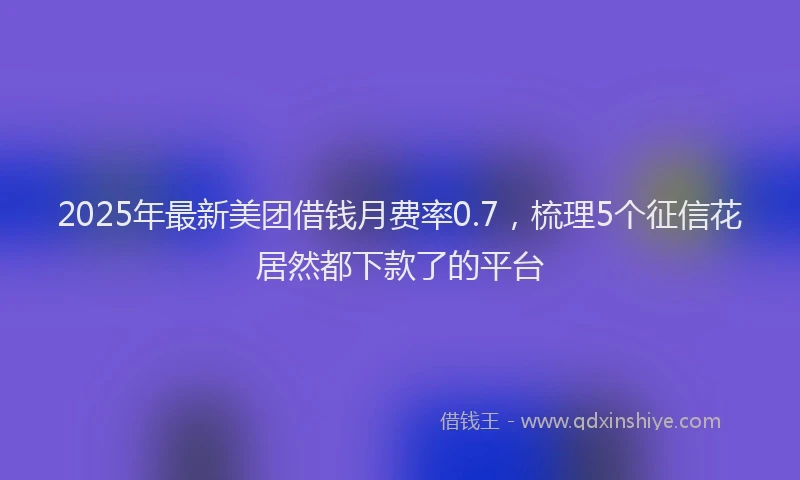 2025年最新美团借钱月费率0.7，梳理5个征信花居然都下款了的平台