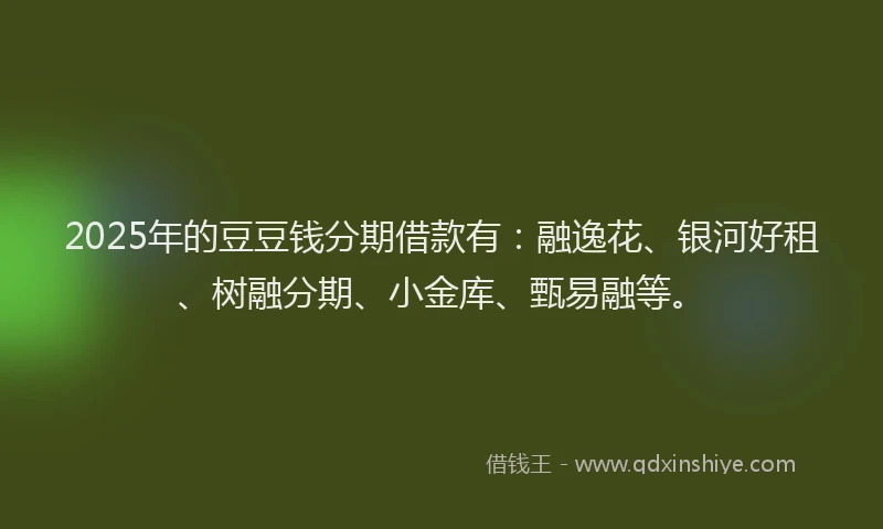 2025年的豆豆钱分期借款有：融逸花、银河好租、树融分期、小金库、甄易融等。