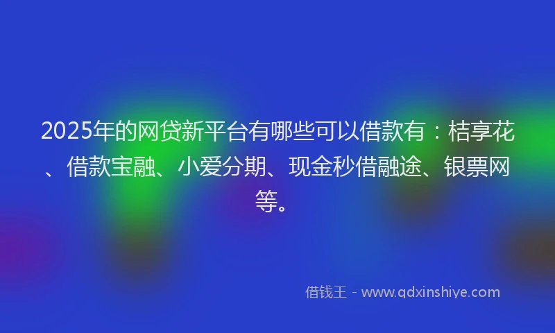 2025年的网贷新平台有哪些可以借款有：桔享花、借款宝融、小爱分期、现金秒借融途、银票网等。