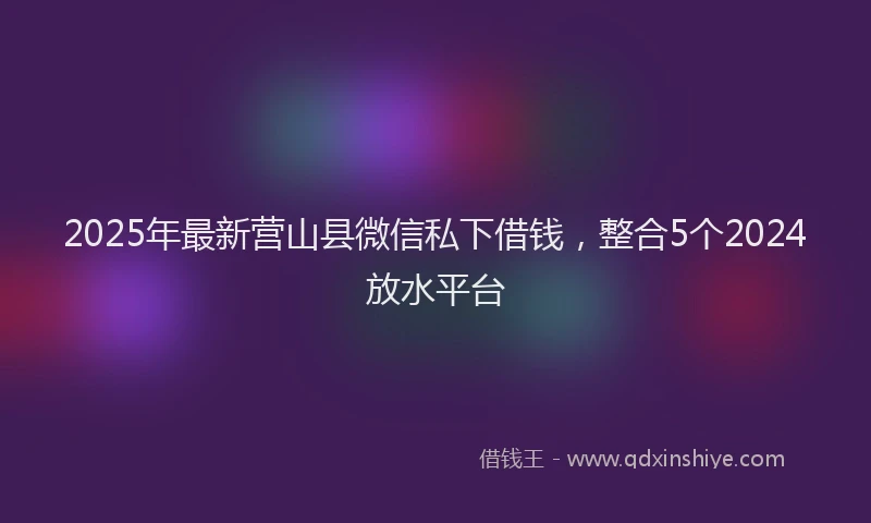 2025年最新营山县微信私下借钱，整合5个2024放水平台