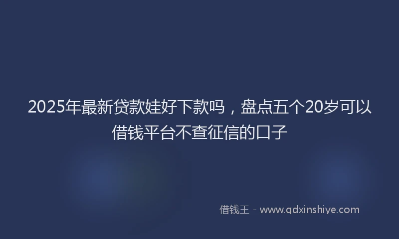 2025年最新贷款娃好下款吗，盘点五个20岁可以借钱平台不查征信的口子