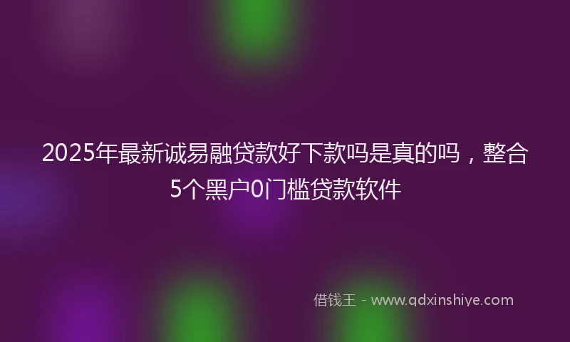2025年最新诚易融贷款好下款吗是真的吗，整合5个黑户0门槛贷款软件