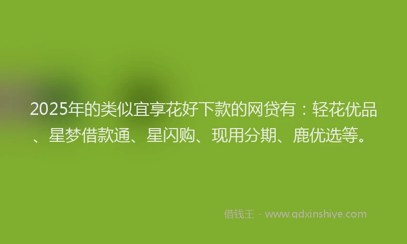 2025年的类似宜享花好下款的网贷有:轻花优品、星梦借款通、星闪购、现用分期、鹿优选等。