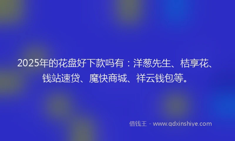 2025年的花盘好下款吗有：洋葱先生、桔享花、钱站速贷、魔快商城、祥云钱包等。