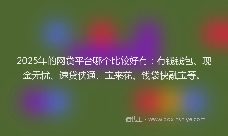 2025年的网贷平台哪个比较好有：有钱钱包、现金无忧、速贷侠通、宝来花、钱袋快融宝等。