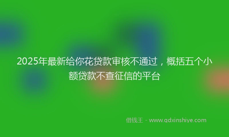 2025年最新给你花贷款审核不通过，概括五个小额贷款不查征信的平台