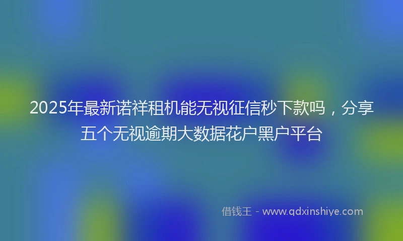 2025年最新诺祥租机能无视征信秒下款吗，分享五个无视逾期大数据花户黑户平台
