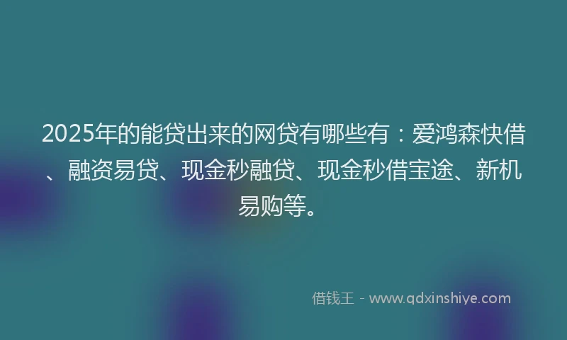 2025年的能贷出来的网贷有哪些有：爱鸿森快借、融资易贷、现金秒融贷、现金秒借宝途、新机易购等。