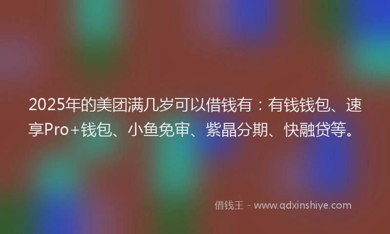 2025年的美团满几岁可以借钱有：有钱钱包、速享Pro+钱包、小鱼免审、紫晶分期、快融贷等。