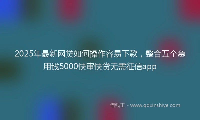 2025年最新网贷如何操作容易下款，整合五个急用钱5000快审快贷无需征信app