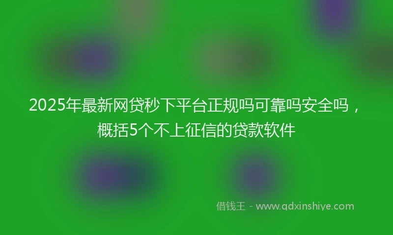 2025年最新网贷秒下平台正规吗可靠吗安全吗，概括5个不上征信的贷款软件