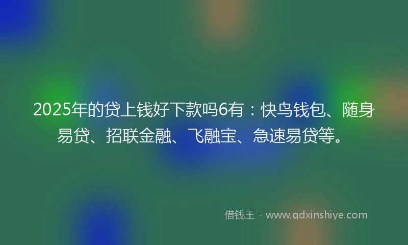 2025年的贷上钱好下款吗6有：快鸟钱包、随身易贷、招联金融、飞融宝、急速易贷等。
