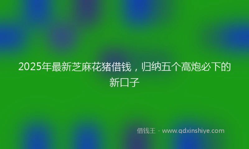 2025年最新芝麻花猪借钱,归纳五个高炮必下的新口子