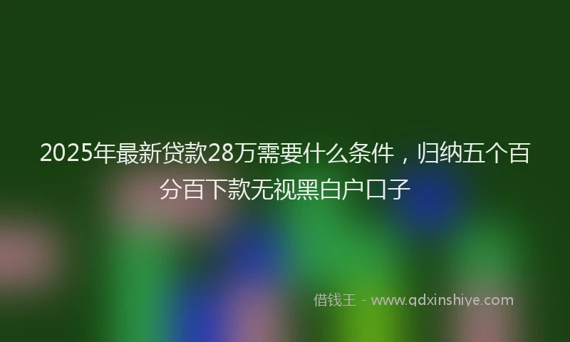 2025年最新贷款28万需要什么条件，归纳五个百分百下款无视黑白户口子