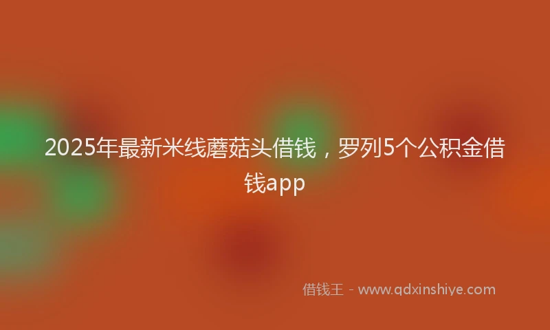 2025年最新米线蘑菇头借钱，罗列5个公积金借钱app