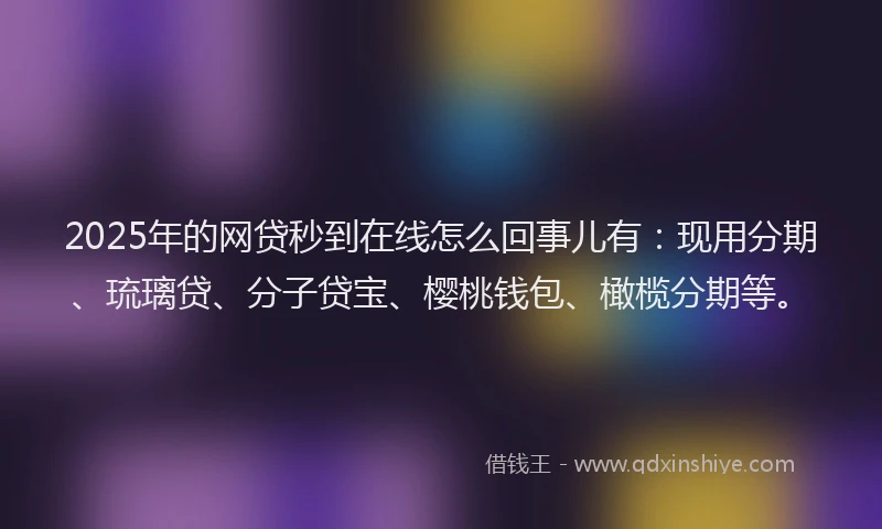 2025年的网贷秒到在线怎么回事儿有：现用分期、琉璃贷、分子贷宝、樱桃钱包、橄榄分期等。