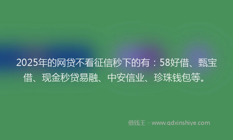2025年的网贷不看征信秒下的有：58好借、甄宝借、现金秒贷易融、中安信业、珍珠钱包等。