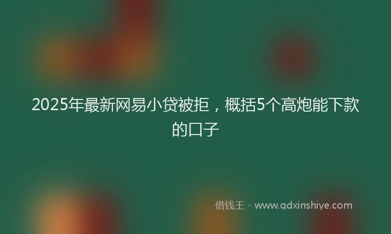 2025年最新网易小贷被拒，概括5个高炮能下款的口子