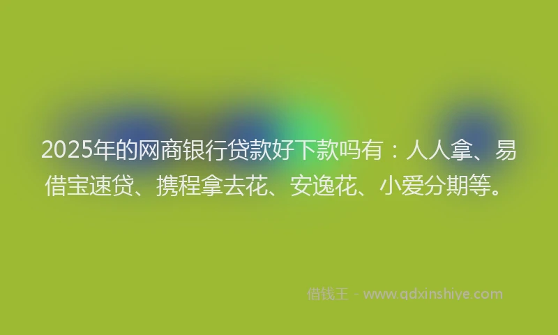 2025年的网商银行贷款好下款吗有：人人拿、易借宝速贷、携程拿去花、安逸花、小爱分期等。