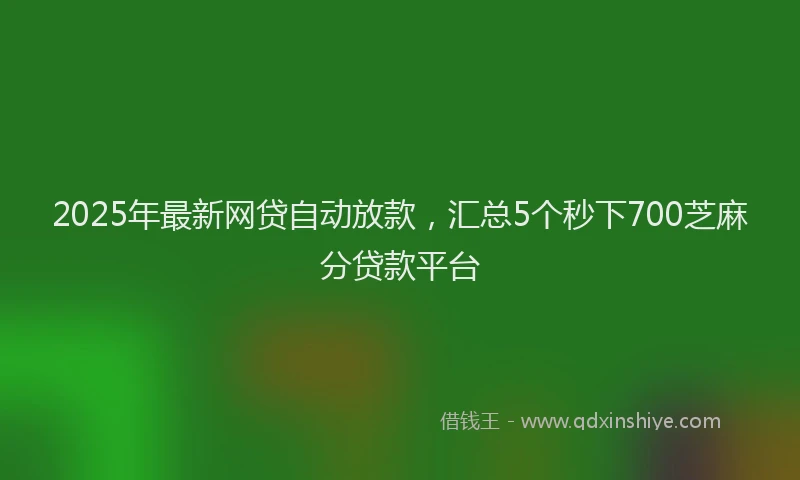 2025年最新网贷自动放款，汇总5个秒下700芝麻分贷款平台