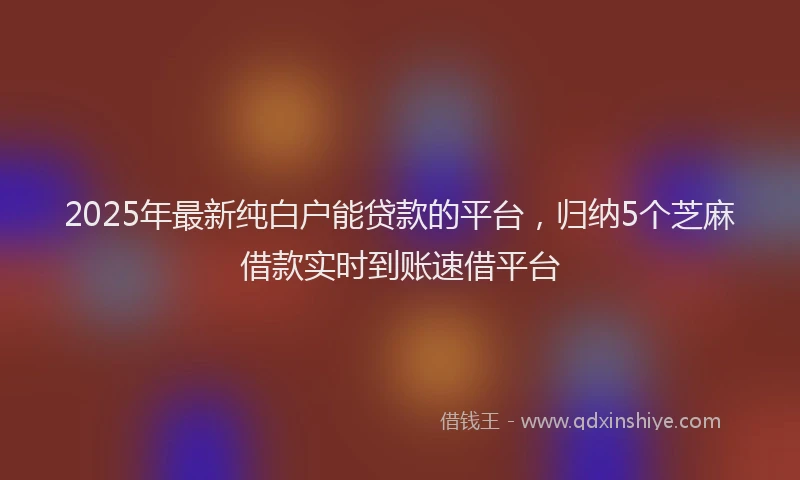 2025年最新纯白户能贷款的平台，归纳5个芝麻借款实时到账速借平台
