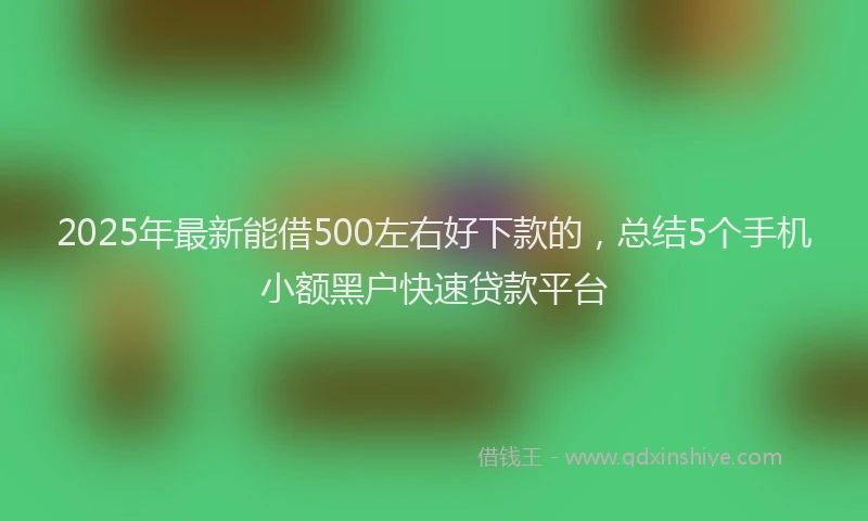2025年最新能借500左右好下款的，总结5个手机小额黑户快速贷款平台