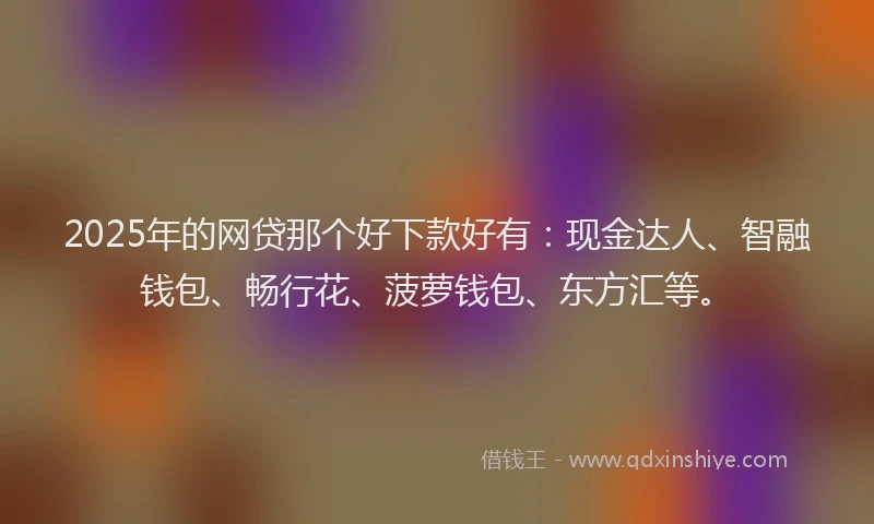 2025年的网贷那个好下款好有：现金达人、智融钱包、畅行花、菠萝钱包、东方汇等。