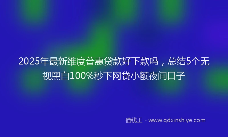 2025年最新维度普惠贷款好下款吗，总结5个无视黑白100%秒下网贷小额夜间口子