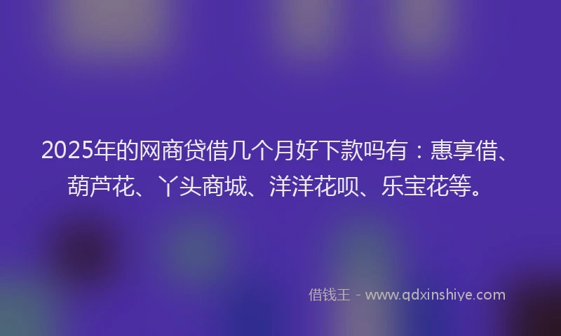 2025年的网商贷借几个月好下款吗有：惠享借、葫芦花、丫头商城、洋洋花呗、乐宝花等。