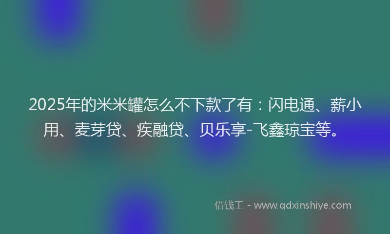2025年的米米罐怎么不下款了有：闪电通、薪小用、麦芽贷、疾融贷、贝乐享-飞鑫琼宝等。