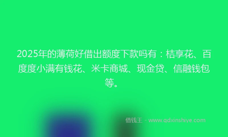 2025年的薄荷好借出额度下款吗有：桔享花、百度度小满有钱花、米卡商城、现金贷、信融钱包等。