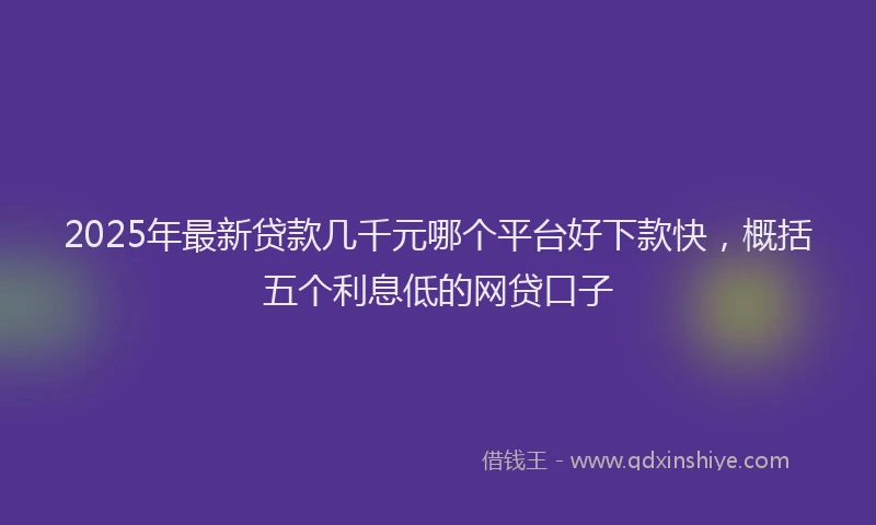2025年最新贷款几千元哪个平台好下款快，概括五个利息低的网贷口子