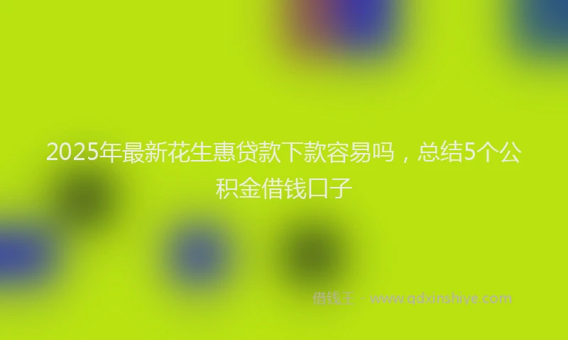 2025年最新花生惠贷款下款容易吗，总结5个公积金借钱口子