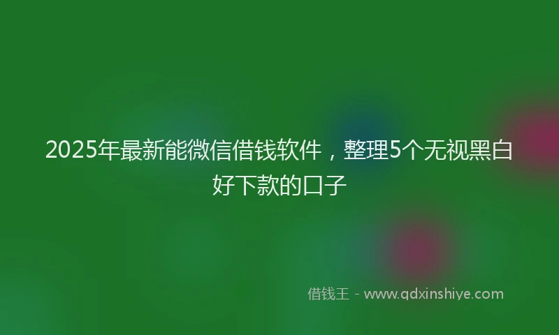 2025年最新能微信借钱软件，整理5个无视黑白好下款的口子