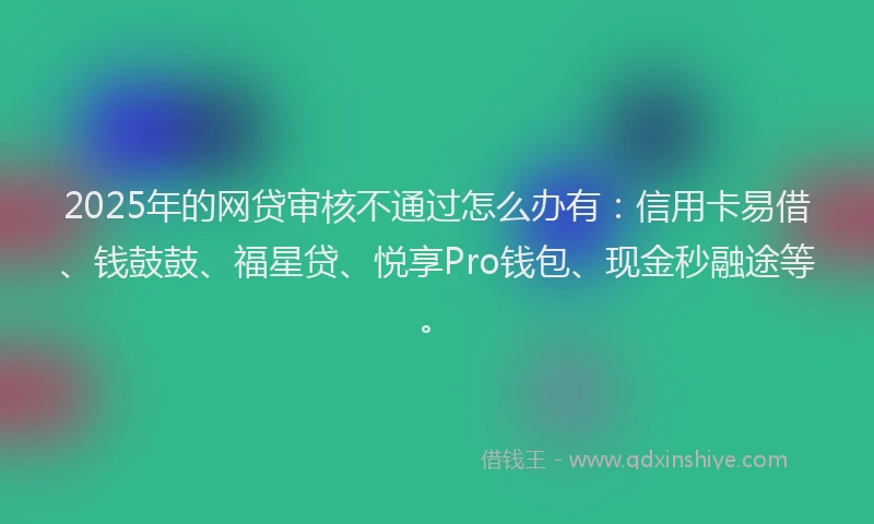 2025年的网贷审核不通过怎么办有：信用卡易借、钱鼓鼓、福星贷、悦享Pro钱包、现金秒融途等。