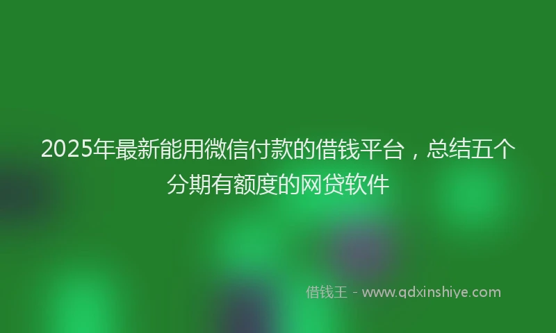 2025年最新能用微信付款的借钱平台，总结五个分期有额度的网贷软件