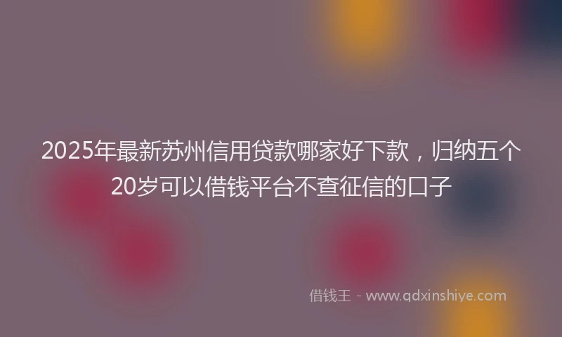 2025年最新苏州信用贷款哪家好下款，归纳五个20岁可以借钱平台不查征信的口子
