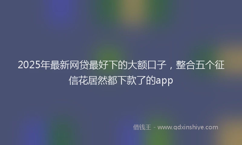 2025年最新网贷最好下的大额口子，整合五个征信花居然都下款了的app