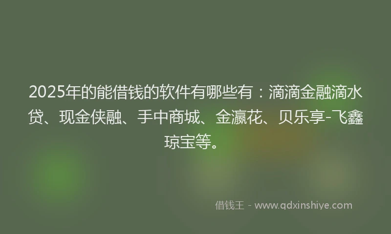 2025年的能借钱的软件有哪些有：滴滴金融滴水贷、现金侠融、手中商城、金瀛花、贝乐享-飞鑫琼宝等。