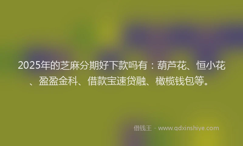 2025年的芝麻分期好下款吗有：葫芦花、恒小花、盈盈金科、借款宝速贷融、橄榄钱包等。