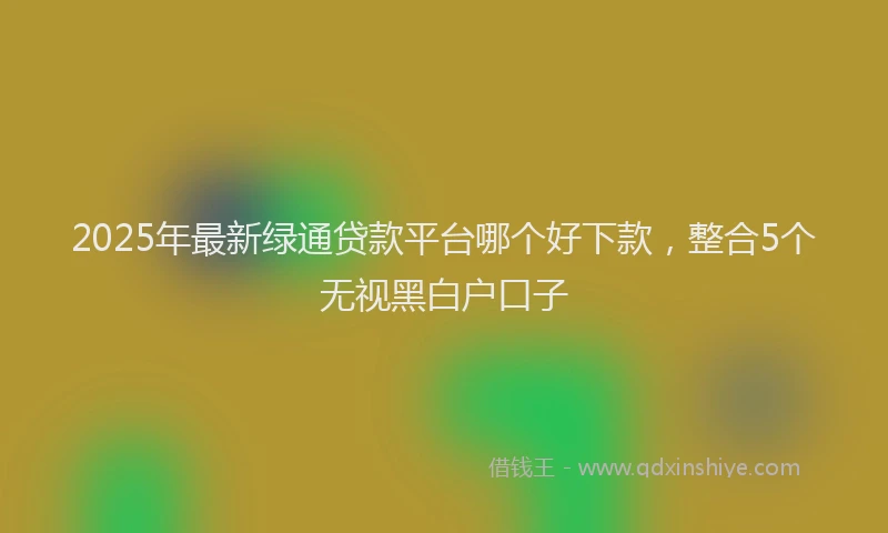2025年最新绿通贷款平台哪个好下款，整合5个无视黑白户口子